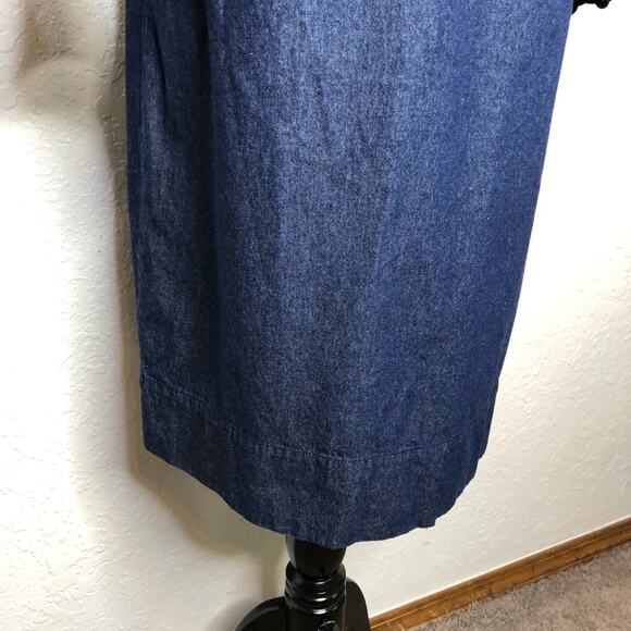 Draper James chambray denim blue ruffle front eyelet sleeve shift dress size 10 - Picture 12 of 15